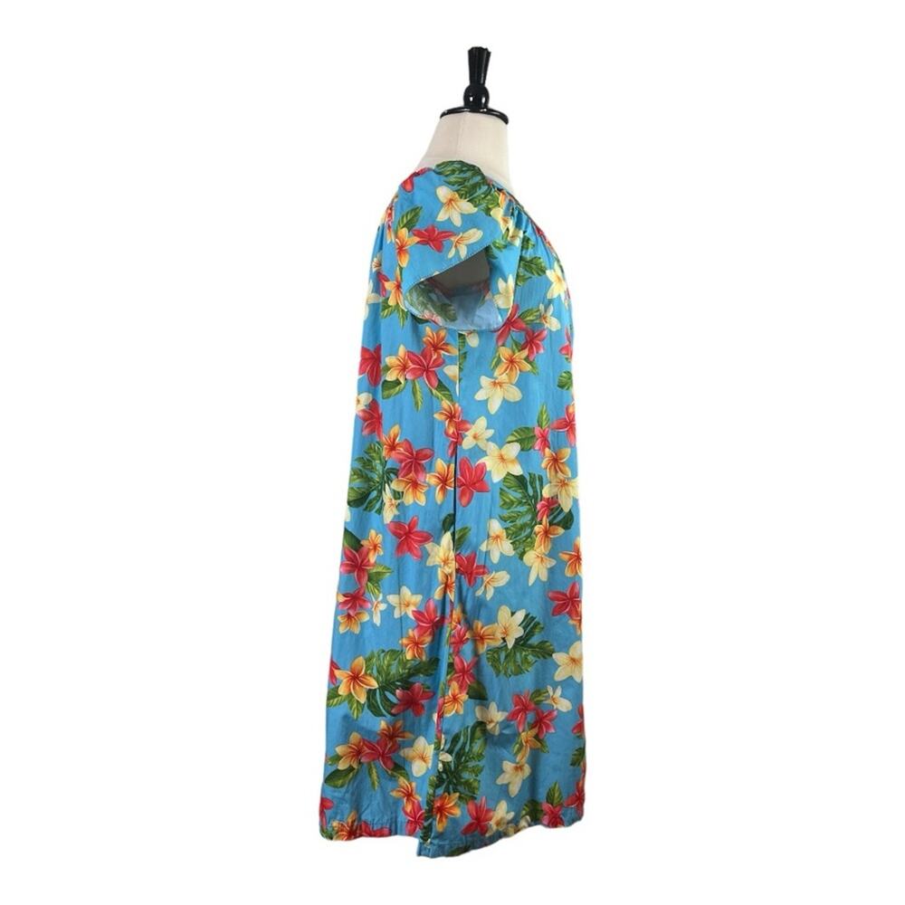 Puanani RJC Hawaiian Vintage Dress Tulip Sleeve Tropical Floral Women Size Large - Picture 3 of 11